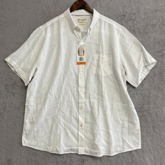 NEW Weatherproof Vintage Linen Men's XXL White Short Sleeve  Button Up  Shirt - Picture 2 of 7